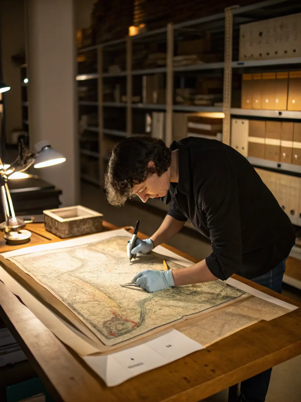 An image of a conservator using specialized tools to clean and preserve an old book, demonstrating the meticulous nature of the work.